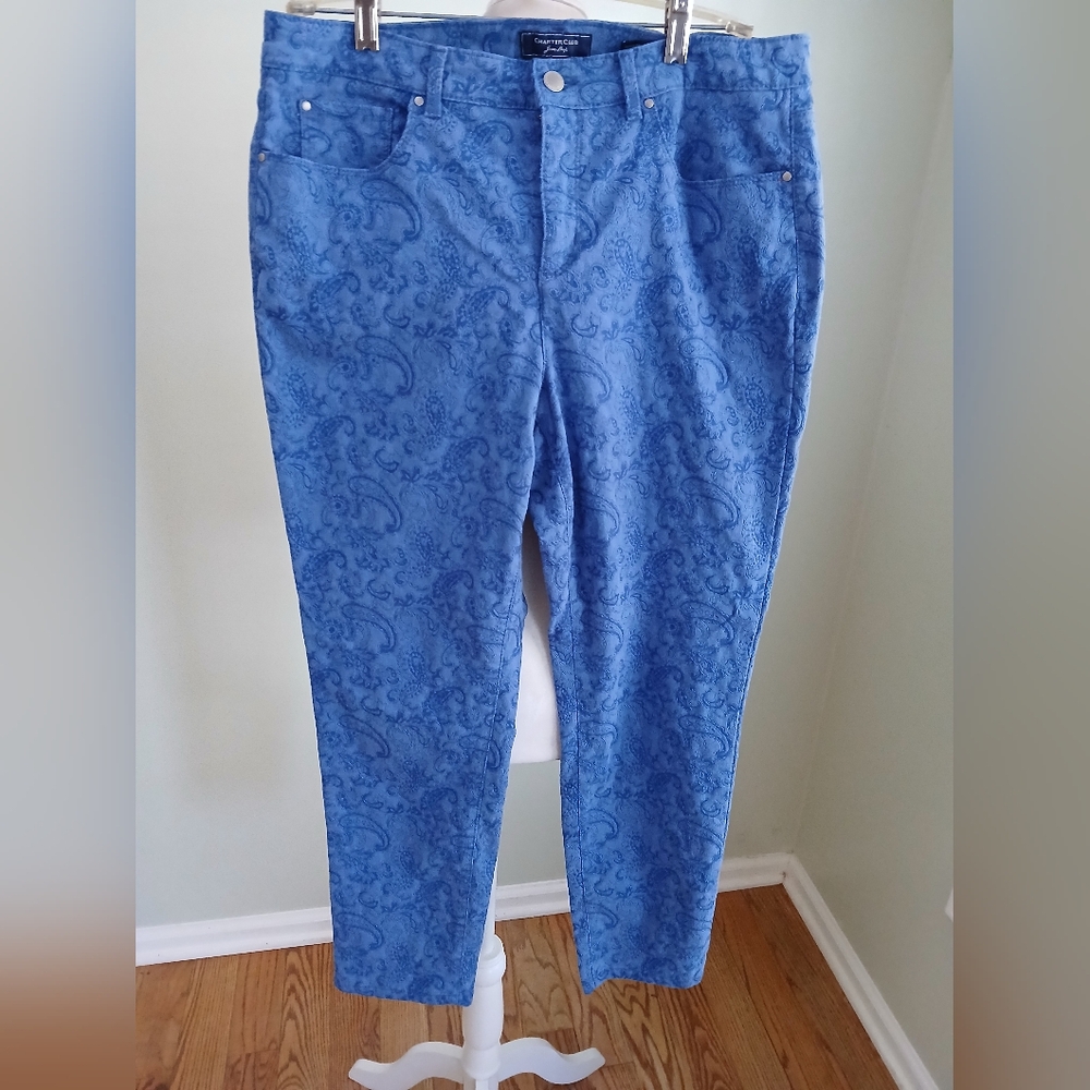 2/$15 Charter Club Bristol Skinny Ankle Paisley Print Jeans